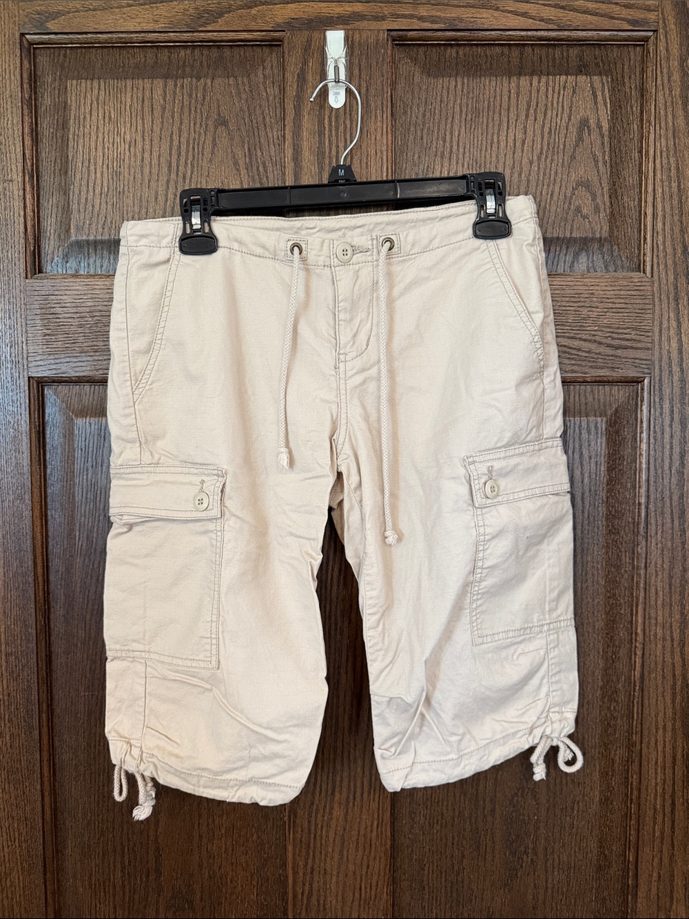 Prana Khaki Beige Cargo Drawstring Shorts Size 4